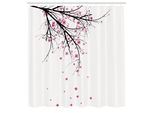 Abakuhaus Tenda Da Doccia Naturale, Fiori Di Ciliegio Petali Cadenti Primavera Parco Stampa Illustrazione Semplice, Tessuto Set Decorativo Per Bagno Con Ganci, 175X220 Cm, Rosa Nero