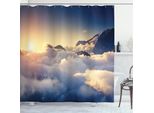 Abakuhaus Tenda Da Doccia Paesaggio, Arrampicata Tra Le Nuvole, Acqua Opaca Incl. 12 Anelli Resistente A Batteri E Muffe, 175 X 220 Cm, Beige Navy