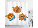 Abakuhaus Tenda Da Doccia Estiva, Hippie Surfbretter Sun, Impermeabile, Inclusi 12 Anelli, Resistente A Batteri E Muffe, 175 X 240 Cm, Arancione E Bianco