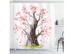 Abakuhaus Tenda Da Doccia Naturale, Sakura In Fiore Antico, Con Set Di 12 Anelli Impermeabile Elegante Moderna Colori Resistenti E Antimuffa, 175 X 220 Cm, Rosa Nero-Verde
