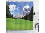 Abakuhaus Italia Tenda Da Doccia, Rural Land Berg, Acqua Opaca Incl. 12 Anelli Lunga Durata Resistente A Batteri E Muffe, 175 X 200 Cm, Evergreen Blu