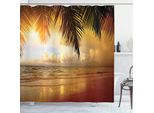 Abakuhaus Tenda Da Doccia Da Spiaggia, Sunset Caribbean Palms, Impermeabile, Incl. 12 Anelli, Resistente A Batteri E Muffe, 175 X 180 Cm, Arancione