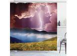 Abakuhaus Tenda Da Doccia Naturale, Terra Tempesta Raggi Rurali, Acqua Opaca Incl. 12 Anelli Lunga Durata Resistente A Batteri E Muffe, 175 X 200 Cm, Verde Blu Rosa