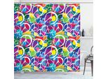 Abakuhaus Tenda Da Doccia Retrò, Tema Pacifista, Stampa Personalizzata, 12 Ganci Inclusi, Colori Resistenti, Decorativa Con Colori Chiari, 175 X 220 Cm, Multicolore