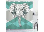 Abakuhaus Tenda Da Doccia Elefante, Elefante Boho Minimalista, Impermeabile, Incl. 12 Anelli, Resistente A Batteri E Muffe, 175 X 220 Cm, Grigio Verde Acqua