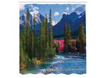 Abakuhaus Tenda Da Doccia Naturale, Pipestone River Rushes Passato Log Lake Louise Village Parco Nazionale Di Banff, Tessuto Set Decorativo Per Bagno Con Ganci, 175X240 Cm, Verde Turchese