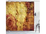 Abakuhaus Tenda Da Doccia Rosa, Rosa Antico Music Note Shabby, Resistente Ai Batteri E Alla Muffa, Incl. 12 Ganci Lavabile Elegante Stampa Digitale, 175 X 180 Cm, Crema Rosso