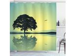 Abakuhaus Tenda Da Doccia Baum, Riflessi Sull'acqua, Sole, Acqua, Opaca, Incl. 12 Anelli, Resistente A Batteri E Muffe, 175 X 200 Cm, Giallo Verde