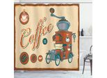 Abakuhaus Tenda Da Doccia Vintage, Macinacaffè Per Camion, Opaca All'acqua, Incl. 12 Anelli, Resistente A Batteri E Muffe, 175 X 240 Cm, Crema Arancione Grigio