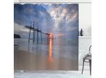Abakuhaus Tenda Da Doccia Nautica, Sunset Ocean Romantik, Opaca, Incl. 12 Anelli, Resistente A Batteri E Muffe, 175 X 200 Cm, Beige Grigio