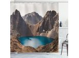 Abakuhaus Tenda Da Doccia Paesaggio, Lake Nature Terra, Acqua Opaca Incl. 12 Anelli Lunga Durata Resistente A Batteri E Muffe, 175 X 220 Cm, Marrone Verde Acqua