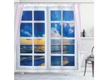 Abakuhaus Tenda Da Doccia Paesaggio, Tramonto Sul Mare, Opaca, Incl. 12 Anelli, Resistente A Batteri E Muffe, 175 X 240 Cm, Blu E Bianco