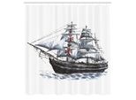 Abakuhaus Tenda Da Doccia Vintage, Vecchia Barca A Vela Columbus Invecchiata Nell'immaginario Atlantico Viaggio Viaggio Stampa, Tessuto Set Decorativo Per Bagno Con Ganci, 175X240 Cm, Multicolore