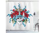 Abakuhaus Tenda Da Doccia Colorata, Anchor Knochen Skeleton, Impermeabile, Incl. 12 Anelli, Resistente A Batteri E Muffe, 175 X 240 Cm, Rosso Blu Sabbia Marrone