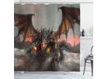 Abakuhaus Fantasy World Tenda Da Doccia, Drago Mostruoso, Stampa Digitale Moderna Con 12 Ganci Su Tessuto Resistente All'acqua E Ai Batteri, 175 X 220 Cm, Marrone Grigio