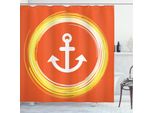 Abakuhaus Tenda Da Doccia Nautica, Immagine Di Ancora In Cerchio, Opaca, Incluse 12 Anelle, Resistente A Batteri E Muffe, 175 X 240 Cm, Arancione Giallo