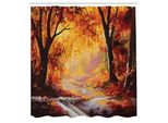 Abakuhaus Tenda Da Doccia Land, Colore Una Foresta Con Foglie Autunnali Tema Stagionale Autunno Arte, Tessuto Set Decorativo Per Bagno Con Ganci, 175X220 Cm, Arancione Marrone
