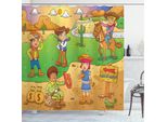 Abakuhaus Tenda Da Doccia Con Caricatura, Cowboy Del Selvaggio West Bambini, Stampa Personalizzata Incl. 12 Ganci Colori Resistenti Decorativa Con Colori Chiari, 175 X 180 Cm, Marrone Verde