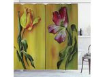 Abakuhaus Tenda Da Doccia Land, Motivo Floreale Retrò, Con Set Di 12 Anelli Impermeabile Elegante Moderna Colori Resistenti E Antimuffa, 175 X 180 Cm, Rosa Giallo-Verde