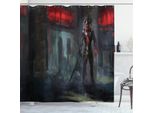 Abakuhaus Tenda Da Doccia Fantasia, Tema Fantasy Cavaliere, Opaca, Incl. 12 Anelli, Resistente A Batteri E Muffe, 175 X 200 Cm, Grigio Rosso