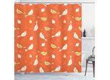 Abakuhaus Tenda Da Doccia Arancione, Uccellini Con Cuori, Con Set Di 12 Anelli Impermeabile Elegante Moderna Colori Resistenti E Antimuffa, 175 X 220 Cm, Arancione Giallo-Bianco