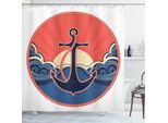 Abakuhaus Tenda Da Doccia Nautica, Onde Del Mare Al Tramonto, Opaca, Incl. 12 Anelli, Resistente A Batteri E Muffe, 175 X 240 Cm, Rosso Blu Giallo