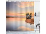 Abakuhaus Tenda Da Doccia Nautica, Barca Sulla Spiaggia Al Tramonto, Opaca, Incl. 12 Anelli, Resistente A Batteri E Muffe, 175 X 200 Cm, Blu