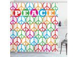 Abakuhaus Tenda Da Doccia Colorata, Lettere Della Pace, Impermeabile, Incl. 12 Anelli, Resistente A Batteri E Muffe, 175 X 240 Cm, Multicolore