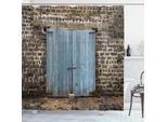 Abakuhaus Tenda Da Doccia Rustica, Fienile Antico Gotico Medievale Europeo Urbano Paesaggio Urbano, Tessuto Set Decorativo Per Bagno Con Ganci, 175X240 Cm, Blu Grigio