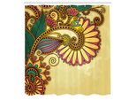Abakuhaus Tenda Da Doccia Grunge, Motivo Floreale E Foglie Paisley Con Effetti Floreali Mandala Orientali, Set Decorativo Per Bagno In Tessuto Con Ganci, 175X220 Cm, Multicolore