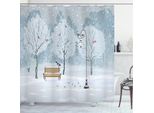 Abakuhaus Tenda Da Doccia Invernale, Neve Nel Parco, Albero Di Natale, Opaca, Incl. 12 Anelli, Resistente A Batteri E Muffe, 175 X 240 Cm, Blu E Bianco