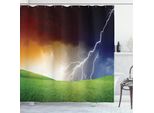 Abakuhaus Tenda Da Doccia Paesaggio, Campo Di Tuoni, Acqua Opaca Incl. 12 Anelli Resistente A Batteri E Muffe, 175 X 240 Cm, Verde Arancione Blu