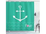 Abakuhaus Tenda Da Doccia Anchor, Anchor Herz Shapes, Stampa Digitale Su Tessuto, Incl. 12 Ganci, Resistente Al Lavaggio, Resistente Ai Batteri, 175 X 220 Cm, Verde Rosa Bianco