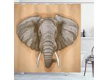Abakuhaus Tenda Da Doccia Africana, Elefanti Selvaggi Retrò, Impermeabile, Incl. 12 Anelli, Resistente A Batteri E Muffe, 175 X 200 Cm, Grigio Mandorla