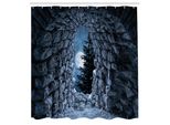 Abakuhaus Tenda Da Doccia Gotica, Caverna Buia Con Luna Piena Di Notte, Stampa Horror Medievale In Stile Gotico, Set Decorativo Per Bagno In Tessuto Con Ganci, 175X220 Cm, Blu Grigio