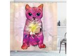 Abakuhaus Tenda Da Doccia Rosa, Gatto Robot Digitale Retrò, Impermeabile, Inclusi 12 Anelli, Resistente A Batteri E Muffe, 175 X 240 Cm, Rosa Fucsia