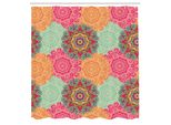 Abakuhaus Tenda Da Doccia Mandala, Motivi Mandala Antichi Cerchi In Colori Vintage Ornamenti Tribali Nativi, Tessuto Set Decorativo Per Bagno Con Ganci, 175X200 Cm, Fucsia Arancione