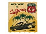 Abakuhaus Tenda Da Doccia Retrò, Stampa Pubblicitaria Retrò Welcome To California Di Hollywood In Stile Pop Art, Set Decorativo Per Bagno In Tessuto Con Ganci, 175X200 Cm, Verde Smeraldo Rosso