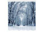 Abakuhaus Tenda Da Doccia Bosco, Alberi Innevati Nel Bosco Verso Sera Nel Bosco Paesaggistico Foto, Tessuto Set Decorativo Per Bagno Con Ganci, 175X220 Cm, Bianco Grigio Nero