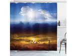 Abakuhaus Tenda Da Doccia Naturale, Sun Cielo Tempestoso, Acqua Opaca, Incl. 12 Anelli, Resistente A Batteri E Muffe, 175 X 200 Cm, Blu Arancione Nero