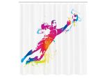 Abakuhaus Tenda Da Doccia Calcio, Portiere Che Para Il Pallone, Allenamento Internazionale, Disegno Artistico Spray, Tessuto, Set Decorativo Per Bagno Con Ganci, 175X240 Cm, Multicolore