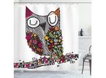 Abakuhaus Tenda Da Doccia Con Gufi, Fiori Geometrici, Opaca, Incl. 12 Anelli, Resistente A Batteri E Muffe, 175 X 200 Cm, Multicolore