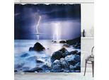 Abakuhaus Tenda Da Doccia Naturale, Tempesta Mistica Sulla Costa Rocciosa, Resistente A Sapone, Batteri, Muffa E Acqua, Incl. 12 Ganci E Colori Resistenti, 175 X 180 Cm, Grigio Viola