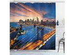 Abakuhaus New York Tenda Da Doccia, Panorama Urbano Al Tramonto, Opaca, Incl. 12 Anelli, Resistente A Batteri E Muffe, 175 X 240 Cm, Multicolore