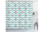 Abakuhaus Tenda Da Doccia Con Motivo A Strisce E Ancore, Impermeabile, Inclusi 12 Anelli, Resistente A Batteri E Muffe, 175 X 220 Cm, Rosso-Turchese