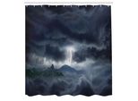 Abakuhaus Tenda Da Doccia Naturale, Fulmini Nel Cielo Tempestoso Sopra Le Montagne Come Un'immagine Fantastica E Forte, Tessuto Set Decorativo Per Bagno Con Ganci, 175X240 Cm, Blu