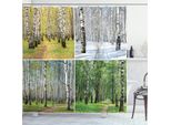 Abakuhaus Tenda Da Doccia Wald, Betulla Autunno-Inverno, Opaca, Incl. 12 Anelli, Resistente A Batteri E Muffe, 175 X 240 Cm, Verde Bianco