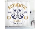 Abakuhaus Tenda Da Doccia Nautica, Lifeboy Rudder Capitano, Opaca, Incl. 12 Anelli, Resistente A Batteri E Muffe, 175 X 200 Cm, Marrone Chiaro, Blu, Bianco
