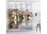 Abakuhaus Tenda Da Doccia Rustica, Brugge Vista Sul Canale, Impermeabile, Incl. 12 Anelli, Resistente A Batteri E Muffe, 175 X 240 Cm, Multicolore