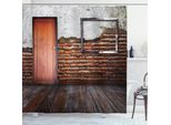 Abakuhaus Tenda Da Doccia Rustica, Cornice Su Muro Antico, Impermeabile, Incl. 12 Anelli, Resistente A Batteri E Muffe, 175 X 200 Cm, Arancione Marrone Bianco